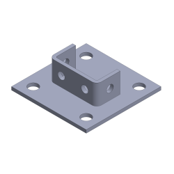 TOUGHStrut, 8-Hole Post Base Double Channel Fitting, 1 5/8 X 6 X 6, Galvanized TF158HPBSQ-S-ZN