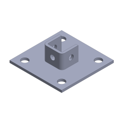 TOUGHStrut, 7-Hole Post Base Single Channel Fitting, 1 5/8 X 6 X 6, Galvanized TF158PBSQ-S-ZN